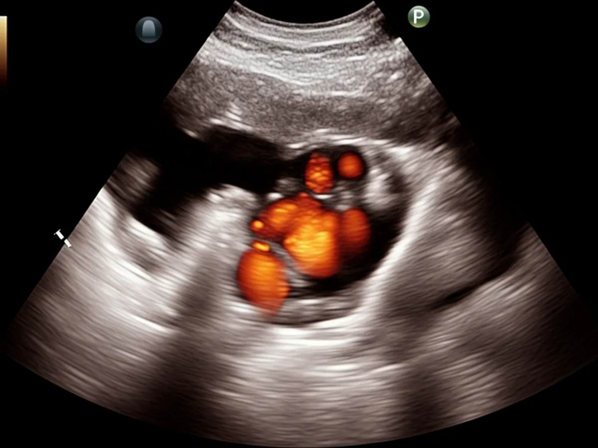 Ultraschallillustration mit erkennbaren Veränderungen der Nebennieren bei der Addison-Krankheit.