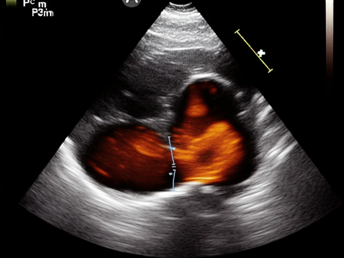 Ultraschallbild einer katzenstamatischen Lunge mit auffälligen Merkmalen.